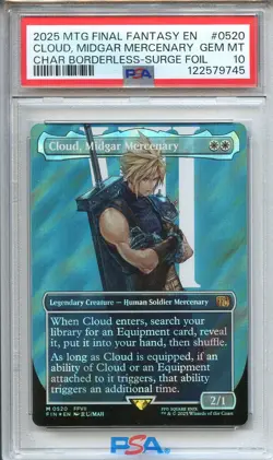 Cloud, Midgar Mercenary 0520 Surge Foil Final Fantasy MTG PSA 10 GEM MINT - Image 1