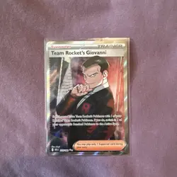 Pokemon Team Rocket's Giovanni Trainer Full Art Holo 225/182 Sv10 Ultra Rare - Image 1