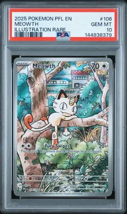 2025 POKEMON PFL EN-PHANTASMAL FLAMES ILLUSTRATION RARE #106 MEOWTH PSA 10 - Image 1
