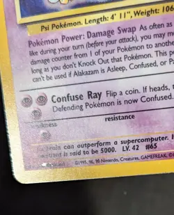 Pokemon TCG Alakazam 1/102 Holo Rare Base Set Unlimited WOTC English 1999 - Image 4