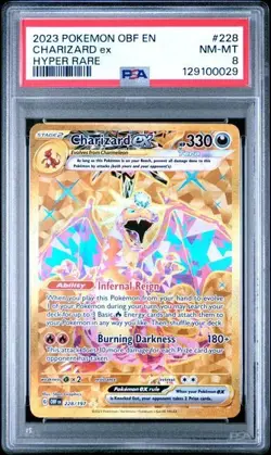 PSA 8 2023 Pokemon Charizard ex 228/197 SV03 Obsidian Flames Holo Hyper Rare 228 - Image 1