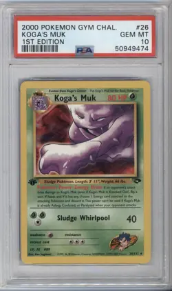 Koga’s Muk #26 1st Edition Gym Challenge 2000 Pokemon Card PSA 10 Gem Mint - Image 1