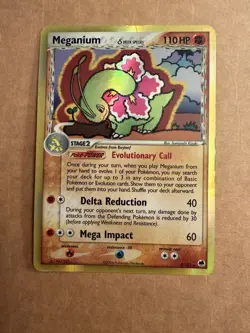 Pokemon TCG Meganium 4/101 EX Dragon Frontiers Stage 2 Holo Rare HP - Image 1