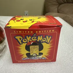1999 Burger King Pokemon 23K Gold-Plated PIKACHU Trading Card New Sealed w/ Box - Image 3