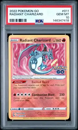 PSA 10 Radiant Charizard 011/078 Pokemon GO Holo - Image 1