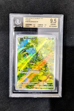BGS 9.5 Bulbasaur #166 Pokemon 151 Pokemon Card Italiano ITA ( NO PSA) FULL ART - Image 1