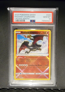 2023 POKEMON SWORD & SHIELD CROWN ZENITH #020 RADIANT CHARIZARD PSA 10 - Image 1
