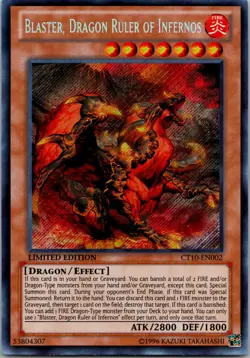 Yugioh Blaster, Dragon Ruler of Infernos CT10-EN002 Limited Ed Secret Rare NM - Image 1