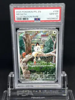 2025 POKEMON PFL EN-PHANTASMAL FLAMES ILLUSTRATION RARE #106 MEOWTH PSA 10 - Image 1