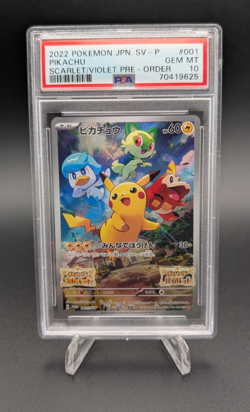 Pikachu 2022 Pokemon Japanese SV-P Scarlet Violet Pre-Order #001 PSA 10 - Image 1