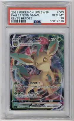 Leafeon VMAX 003/069 Eevee Heroes Triple Rare Holo PSA 10 Gem Mint Pokemon Card - Image 1