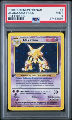 Carte Pokemon Alakazam 1/102 Holo Set de base Edition 1 PSA 9 ✨ - Image 2