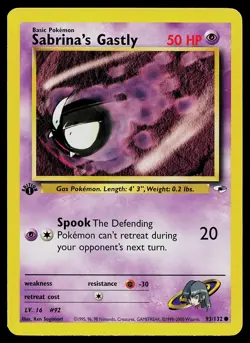 Pokemon Card - Sabrina's Gastly Gym Heroes 93/132 Common 1st Edition - Image 1