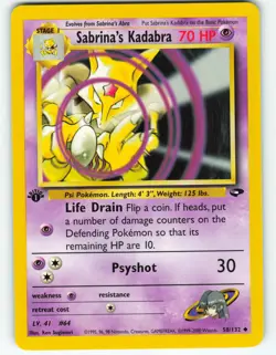 Sabrina's Kadabra - 1st Edition - 58/132 Gym Challenge - Pokemon TCG - 2000 - Image 1