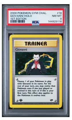 2000 Pokemon Giovanni 1st Ed 18/132 Gym Challenge Holo PSA 8 - Image 1