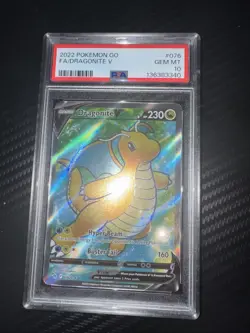Pokemon Go Dragonite v Full Art Holo Card 076/078 PSA 10 - Image 1
