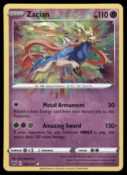 Pokemon Cards Zacian 082/185 Vivid Voltage Amazing Rare NM - Image 1