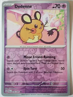 REVERSE HOLO Dedenne 036/091 NM / M - Paldean Fates Scarlet Violet Pokemon Card - Image 1