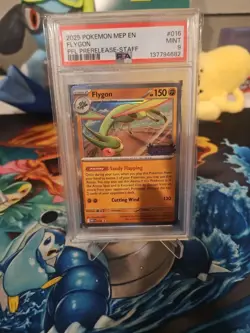 2025 POKEMON MEP PHANTASMAL FLAMES PRERELEASE-STAFF PROMO #016 FLYGON PSA 9 - Image 1