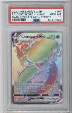 Pokemon Darkness Ablaze Centiskorch Vmax Secret Rainbow FA 191/189 PSA 10 Gem - Image 1