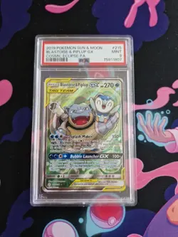 PSA 9 Blastoise & piplup gx 215/236 cosmic eclipse - Image 1