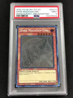 Yugioh 2022 Dark Magician Girl GFP2-EN177 1st PSA 9 Ghost Rare - Image 1