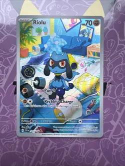 Pokemon Riolu TCG Scarlet Violet Base Set Holo Card 215/198 Illustration Rare - Image 1