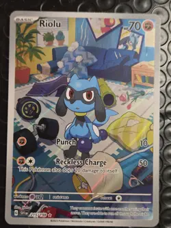 Pokemon Riolu TCG Card 215/198 Scarlet Violet Base Set Illustration Rare NM - Image 1