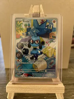 Pokemon Riolu TCG Card 215/198 Scarlet Violet Base Set Illustration Rare NM - Image 1