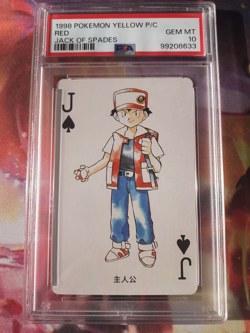 1998 Pokemon Pikachu Yellow Deck Red Jack of Spades Poker Playing Card PSA 10 - Image 1