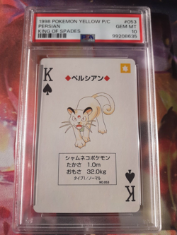1998 Pokemon Yellow Deck Persian King of Clubs Poker Playing Cards PSA 10 Gem - Image 1