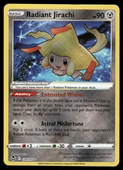 Pokemon Cards Radiant Jirachi 120/195 Silver Tempest Radiant Rare NM *2 - Image 1