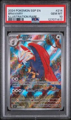 2024 Braviary 214/191 ILLUSTRATION RARE Pokemon Surging Sparks PSA 10 - Image 2