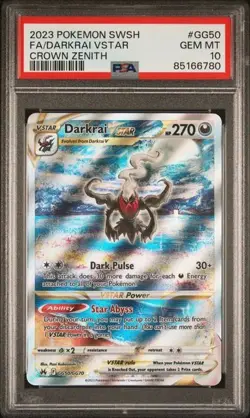 2023 POKEMON SWORD & SHIELD CROWN ZENITH #GG50 FULL ART/DARKRAI VSTAR PSA 10 - Image 1