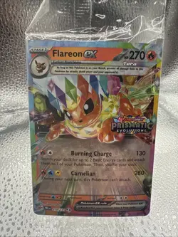 Pokemon Sealed Flareon EX 14 Prismatic Evolutions Stamped Promo Rare New Holo - Image 1