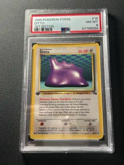 1999 POKEMON FOSSIL 18 DITTO 1ST EDITION PSA 8 NON HOLO - Image 1