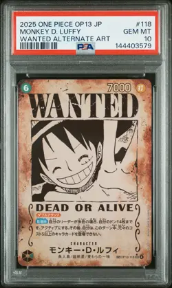 PSA 10 Monkey D. Luffy OP13-118 SEC Wanted Poster One Piece Japanese - Image 1