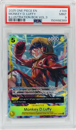 2025 One Piece Illustration Box Vol.3 Promo Monkey D. Luffy #109 PSA 9 MINT - Image 1