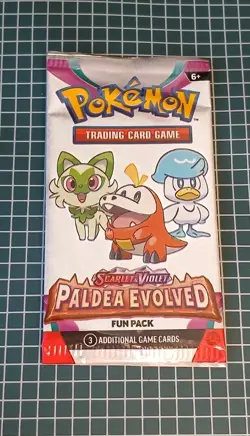 S&V Paldea Evolved - Pokemon Card Fun Pack - 3 Cards! Factory Sealed Sample - Image 1