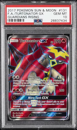 2017 POKEMON SUN & MOON GUARDIANS RISING #131 FULL ART/TURTONATOR-GX PSA 10 - Image 1