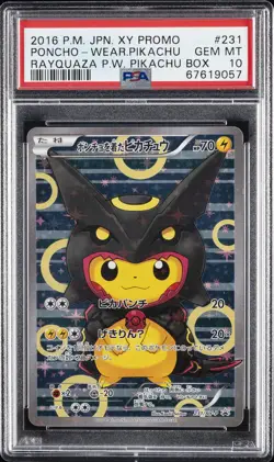 2016 POKEMON JPN XY PROMO #231 PONCHO-WEARING PIKACHU PSA 10 - Image 1