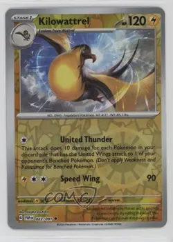 Kilowattrel Reverse Foil Pokemon Scarlet & Violet Paldean Fates #022 - Image 1
