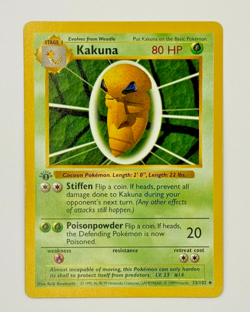 Pokemon Kakuna 033/102 (1st Edition) Base Set (Shadowless) Regular *Near Mint* - Image 1