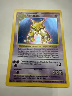 Pokemon Alakazam 1/102 Base Set Shadowless Holo Rare 80 HP English - Image 2