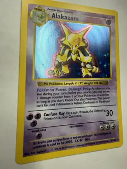 Pokemon Alakazam 1/102 Base Set Shadowless Holo Rare 80 HP English - Image 3