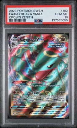 2023 POKEMON SWORD & SHIELD CROWN ZENITH #102 FULL ART/RAYQUAZA VMAX PSA 10 - Image 1