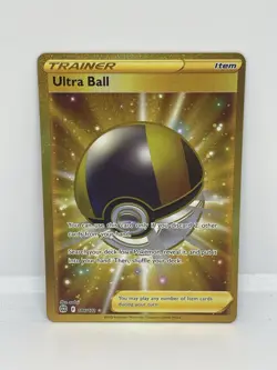 Pokemon TCG Brilliant Stars Ultra Ball Card Secret Gold Holo Rare 186/172 NM - Image 1