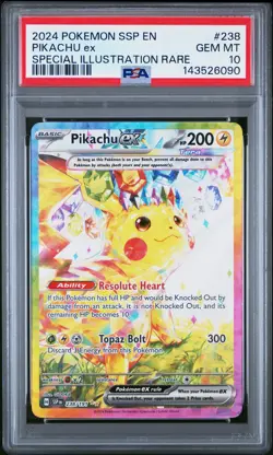 2024 POKEMON SSP EN-SURGING SPARKS SPECIAL ILLUSTRATION RARE PIKACHU EX PSA 10 - Image 1