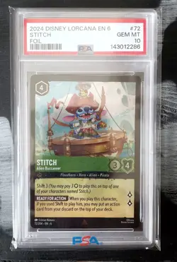 2024 Disney LORCANA EN 6 - STITCH - Alien Buccaneer (Foil) #72 - PSA GEM MT 10 - Image 1