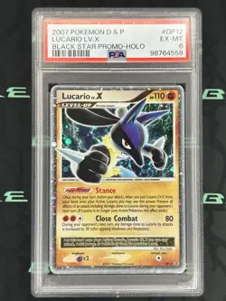 2007 Pokemon Diamond & Pearl Lucario LV. X #DP12 Holo Black Star Promo PSA 6 - Image 1